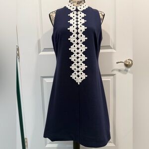 Lilly Pulitzer Navy Dress with White Embroidered Accents